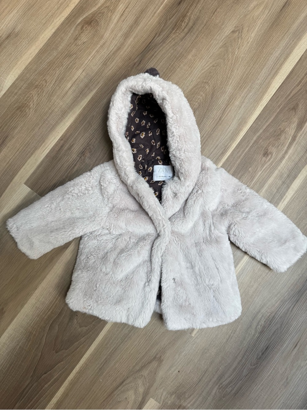Zara Cream Faux-Fur Hooded Puffer Coat